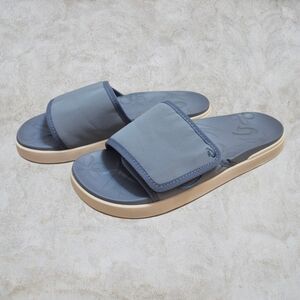 OluKai Nu’a ‘Olu Women’s Slides Sea Ice Blue Gum Sole Size 9